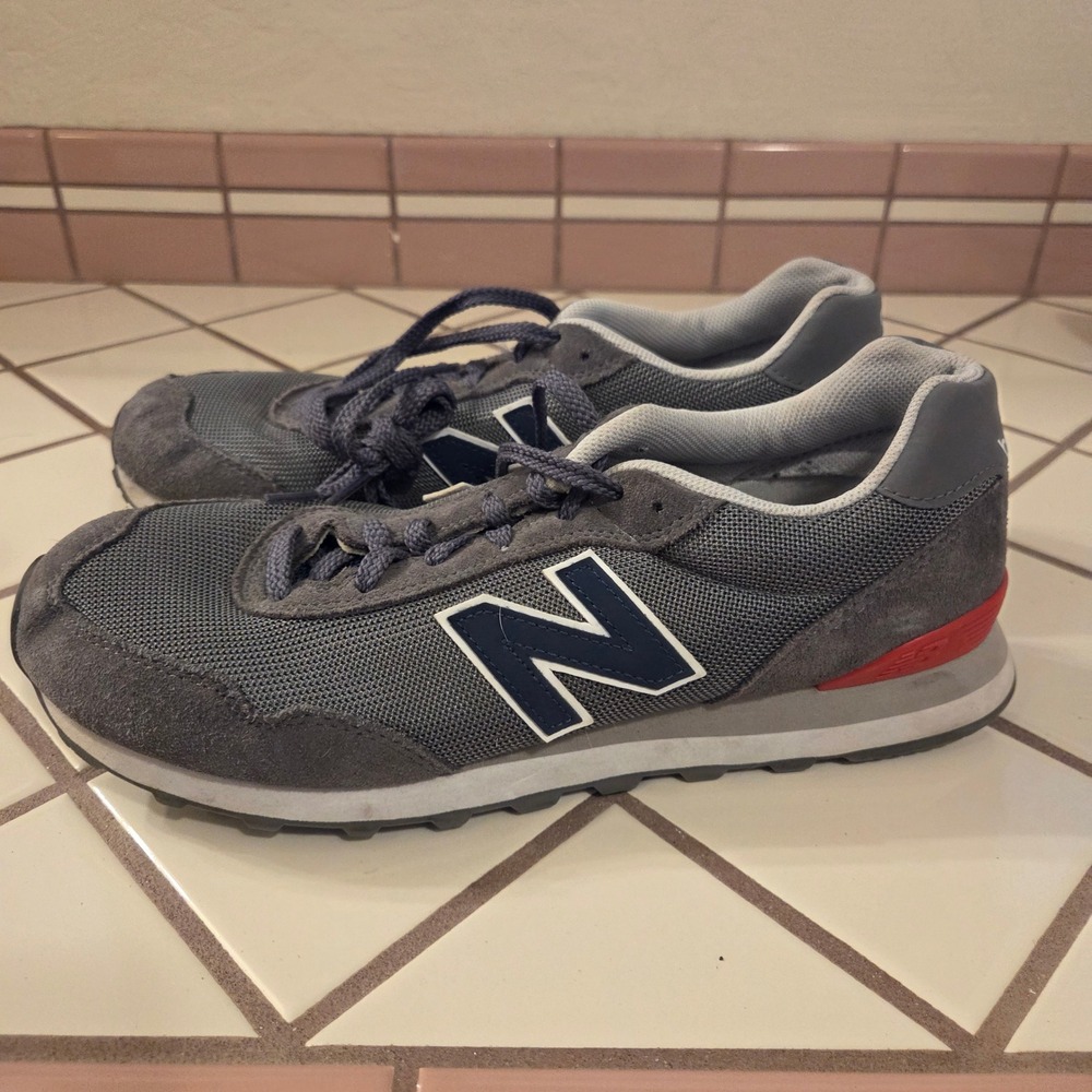 New Balance 515 Mens Sneakers Grey Navy Red Suede Mesh Low Top ML515